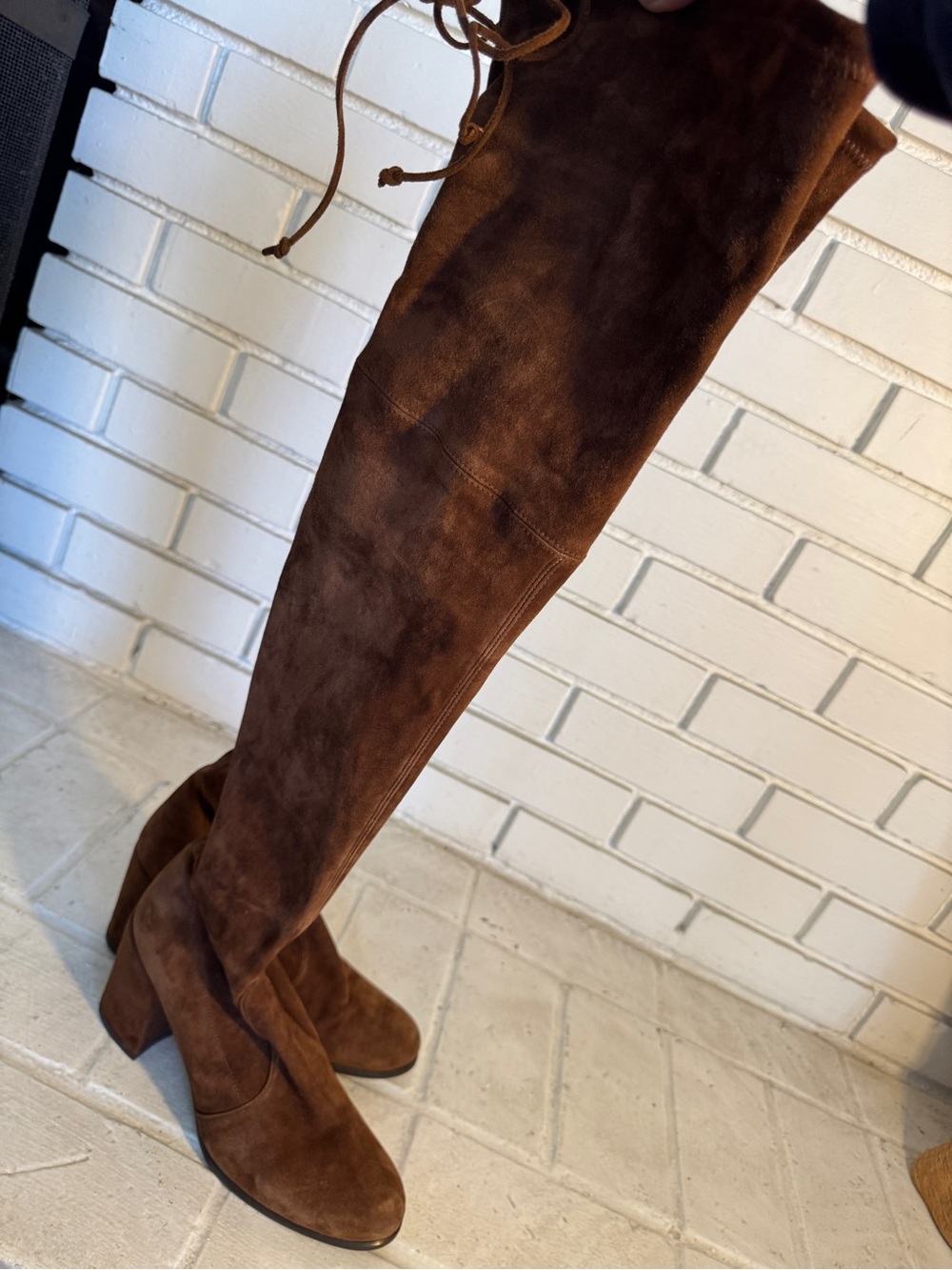 Stuart Weitzman Brown Suede Over-the-Knee Block Heel Boots – Size 9.5M